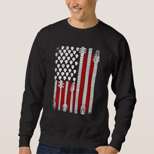 Sweatshirt American Flag Guitare Rouge Blanc Musique patrioti (Devant)