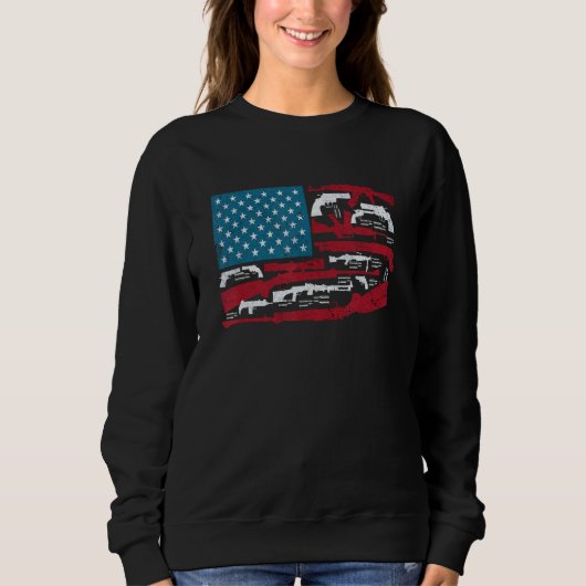 Sweatshirt American Flag Guns Riffles Bullets US Flag Weapon  (Devant)
