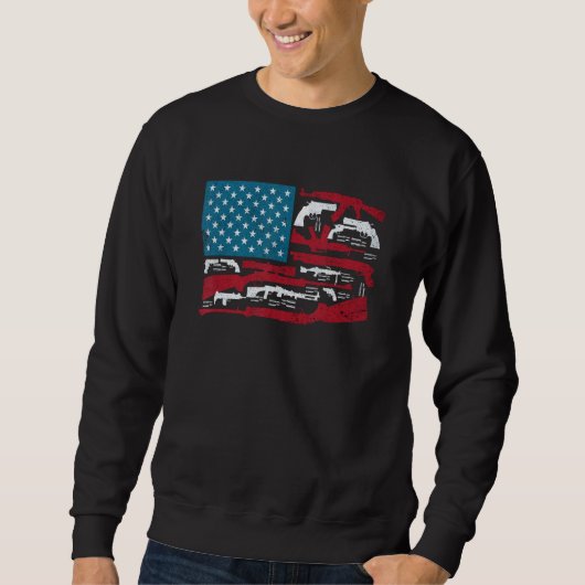 Sweatshirt American Flag Guns Riffles Bullets US Flag Weapon (Devant)