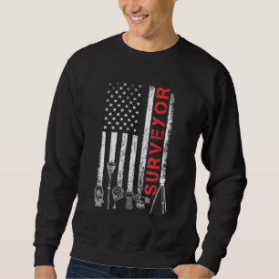 Sweatshirt American flag land Surveyor surveying puns enginee