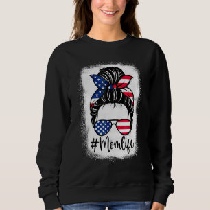 Sweatshirt American Flag Maman Vie Mères Blanchies 4 Juil