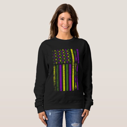 Sweatshirt American Flag Mardi Gras T Shirt Mardi Gras Crawfi (Devant entier)