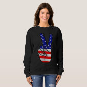 Sweatshirt American Flag Peace Sign Hand Patriotic 4th Of Jul (Devant entier)