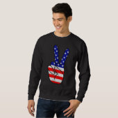 Sweatshirt American Flag Peace Sign Hand Patriotic 4th Of Jul (Devant entier)