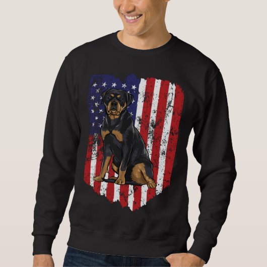 Sweatshirt American Flag Rottweiler 4th Of July USA (Devant)