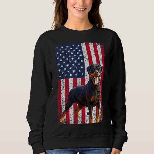 Sweatshirt American Flag Rottweiler Dog Lover Funny 4th of Ju (Devant)