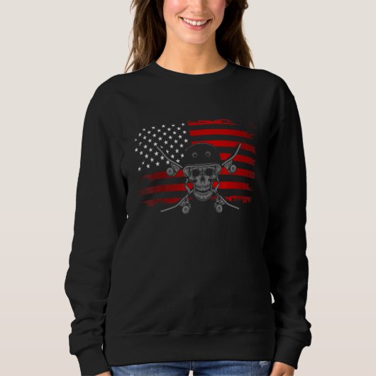 Sweatshirt American Flag Skateboard Apparel - Skateboarder Sk (Devant)