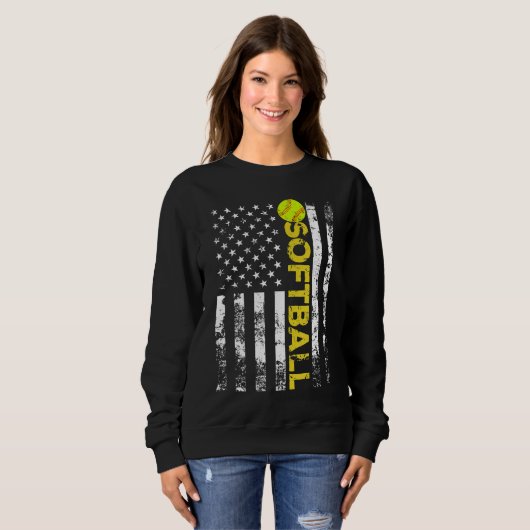 Sweatshirt American Flag Softball Team Cadeau (Devant entier)