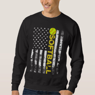 Sweatshirt American Flag Softball Team Cadeau