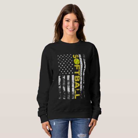 Sweatshirt American Flag Softball Team Gifts (Devant entier)
