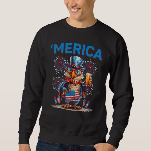 Sweatshirt American Flag US Patriotic Chicken 4th Of July Mer (Devant)