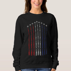 Sweatshirt American Flag USA Fighter Jet Con Trail