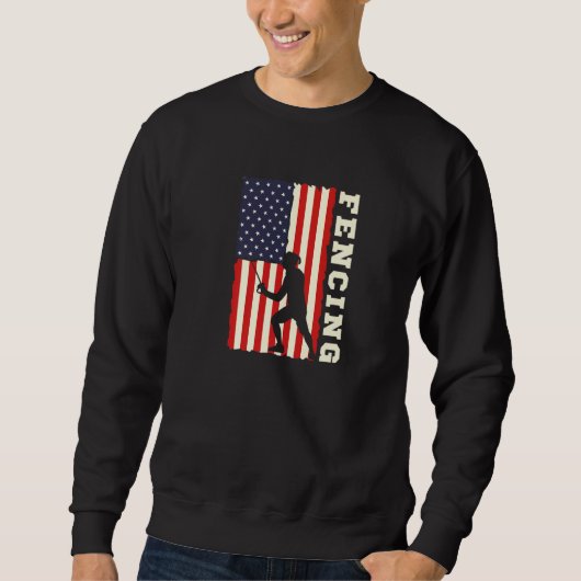 Sweatshirt American Flag USA Patriotic Fencing Fencing Coach (Devant)