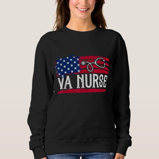 Sweatshirt American Flag VA Nurse Patriotic 4 juillet Vinta (Devant)