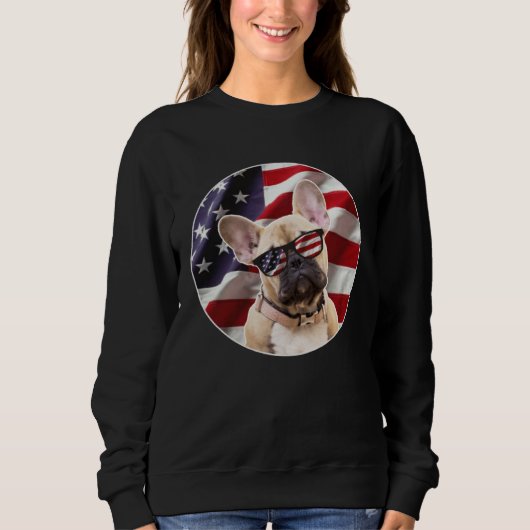 Sweatshirt American Frenchie Dog  USA Flag (Devant)