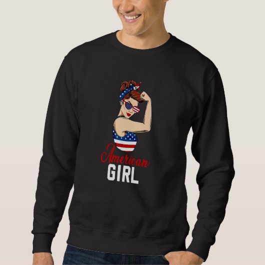 Sweatshirt American Girl Rosie The Riveter Labor Day USA Flag (Devant)
