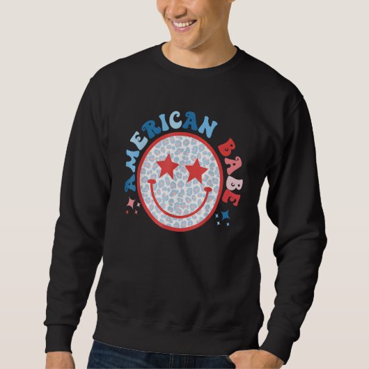 Sweatshirt American Girls Babe Leopard Smile Face 4th of July (Devant)