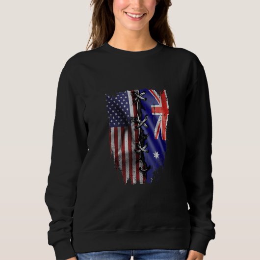 Sweatshirt American Grown Australian Roots USA Australia Flag (Devant)