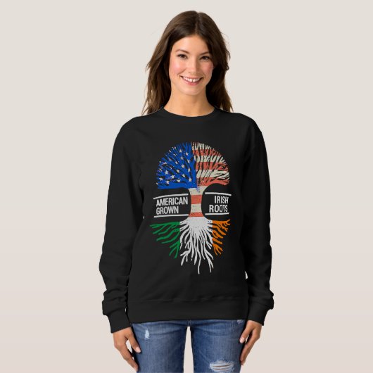 Sweatshirt American Grown Irish Roots USA Ireland Flag ST PAT (Devant entier)