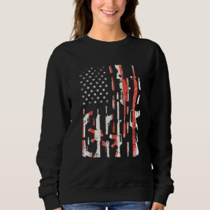 Sweatshirt American Gun Drapeau Main Gun Rifle Sniper Bullets
