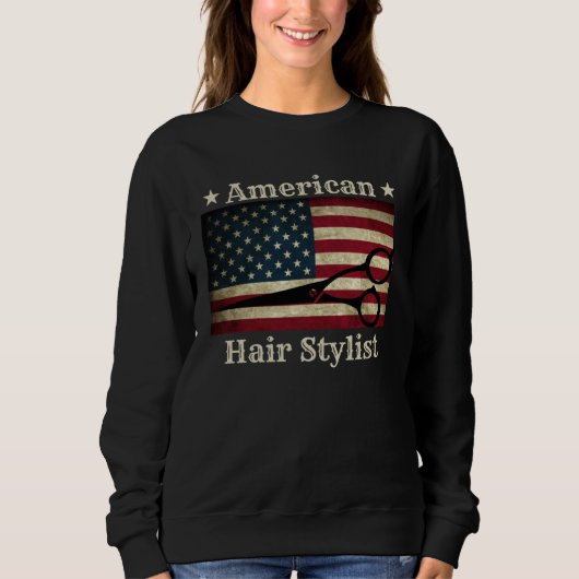 Sweatshirt American Hair Stylist Shears Tools American Flag (Devant)