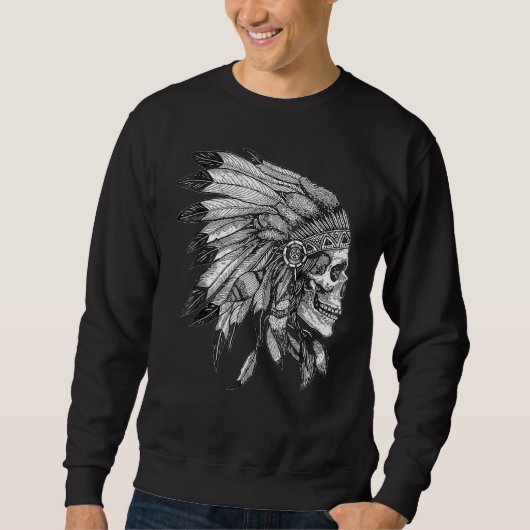 Sweatshirt American Motorcycle Skull Amérindien Eagle Chie (Devant)