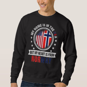 Sweatshirt American Norwegian Drapeau Heart de Norvège Améric