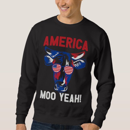 Sweatshirt American Patriotic Decoration Moo Yeah Premium (Devant)