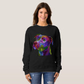 Sweatshirt American Pitbull Terrier Pop Portrait d'art pour c (Devant entier)