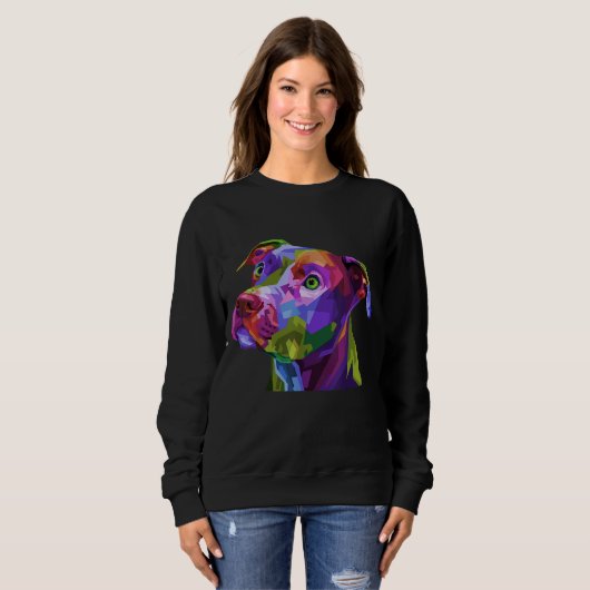 Sweatshirt American Pitbull Terrier Pop Portrait d'art pour c (Devant entier)