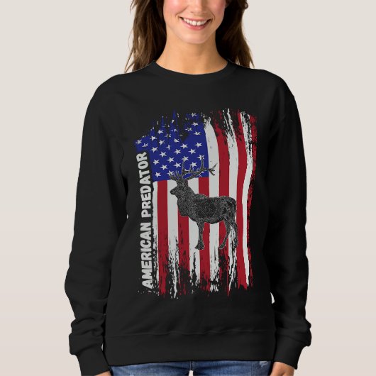 Sweatshirt American Predator Patriotic American Flag ELK Hunt (Devant)