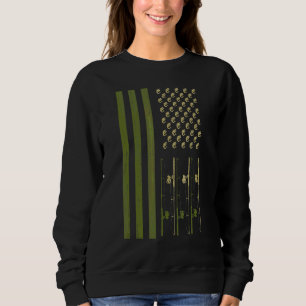 Sweatshirt American Pride Fishing Rod Pêcheur Us Drapeau Pois