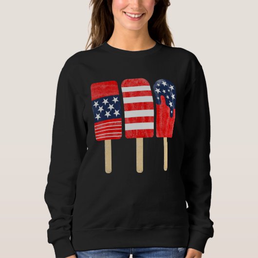 Sweatshirt American Red White Blue 4th of July USA Ice Cream (Devant)