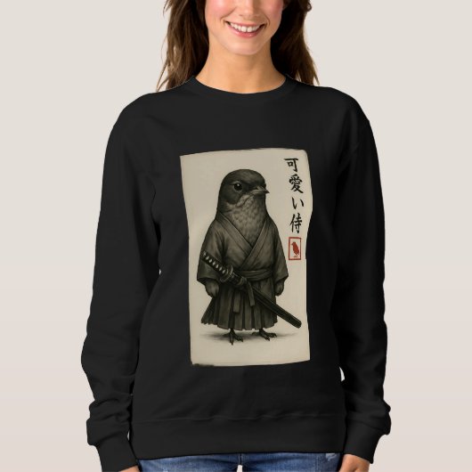 Sweatshirt American Robin Samurai Ink Art Sumi-e Style Novelt (Devant)