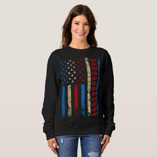 Sweatshirt American Sports Flag 4th Of July Ultimate Frisbee  (Devant entier)