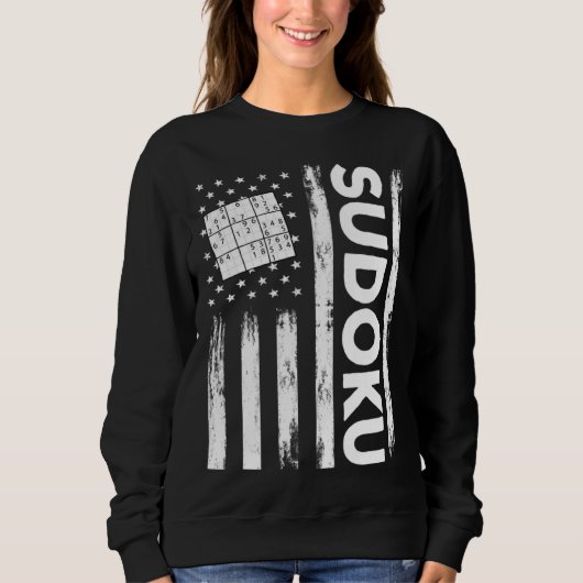 Sweatshirt American Sudoku Puzzle Outfit USA Flag (Devant)