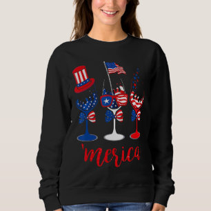Sweatshirt Amérique Boire des verres de vin 4 juillet