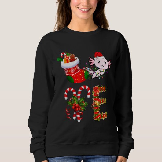 Sweatshirt Amour Axolotl lumières de Noël Dirigé Santa Hat Ch (Devant)