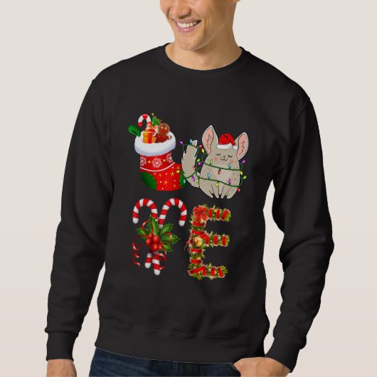 Sweatshirt Amour Chinchilla lumières de Noël Dirigé Santa Hat (Devant)