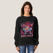Sweatshirt Amour de joueur Rétro Voxel Robot rose avec Potio (Devant entier)