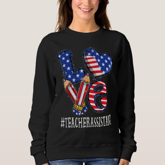 Sweatshirt Amour de l'assistant d'enseignant Drapeau Usa Feu (Devant)