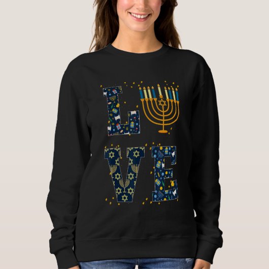 Sweatshirt Amour Hanoukka Juif Menorah Pajama Hanoukka Hommes (Devant)