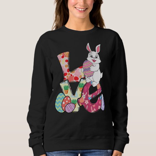 Sweatshirt Amour Lapin de Pâques Joyeux Oeufs de lapin de Pâq (Devant)