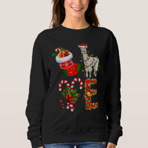Sweatshirt Amour Llama lumières de Noël Led Santa Hat Christm