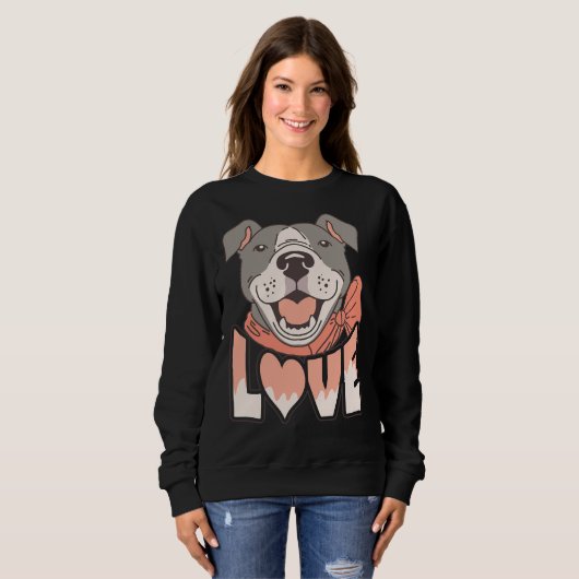 Sweatshirt Amour Pitbull ajusté (Devant entier)