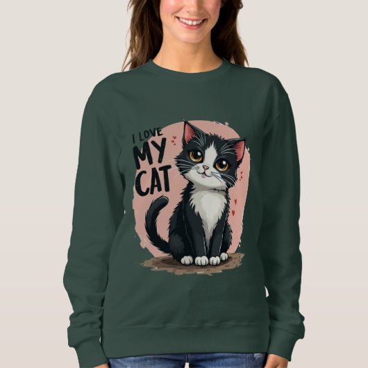 Sweatshirt « Amour Purrfait » « J'aime mon chat » « Moustache (Devant)