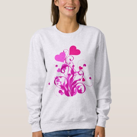 Sweatshirt Amour radiant en Harmonie rose et rouge coeur (Devant)