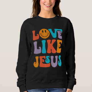 Sweatshirt Amour Rétro Comme Jésus Visage Heureux Esthétique