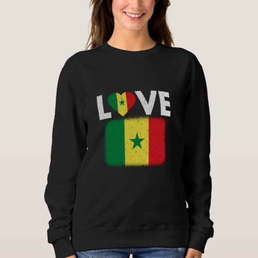 Sweatshirt Amour Sénégal avec Distressed Drapeau Sénégalais (Devant)