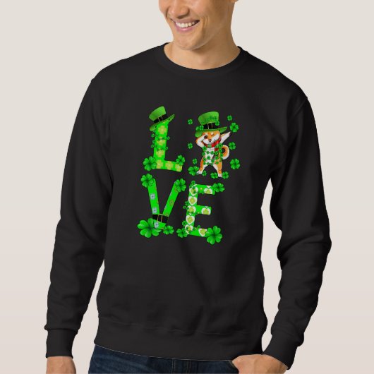Sweatshirt Amour Shamrock Funny St Patrick S Day Shiba Inu (Devant)